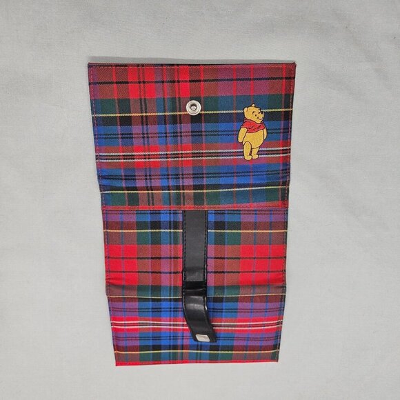Vintage? Disney Store Winnie The Pooh Trifold Wallet Red Blue Plaid Long Coin - Picture 3 of 14